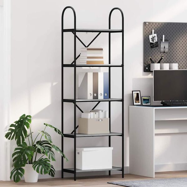 vidaXL Raft pentru cărți Gri Sonoma 60 x 30 x 183 cm Lemn compozit