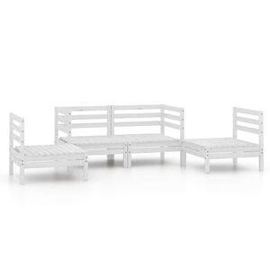 vidaXL Set mobilier de grădină, 4 piese, alb, lemn masiv de pin