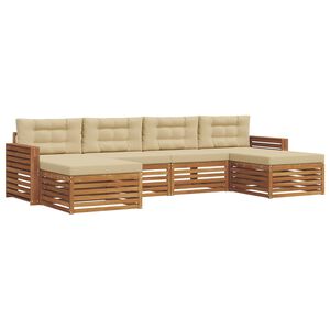 vidaXL Seturi de canapele 6 pcs Natural și Bej Lemn Solid de Acacia