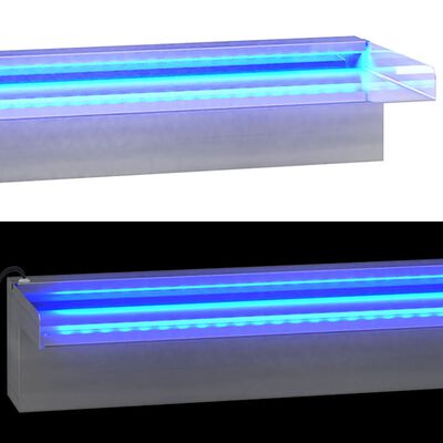 vidaXL Deversor de cascadă cu LED-uri RGB, 60 cm, oțel inoxidabil