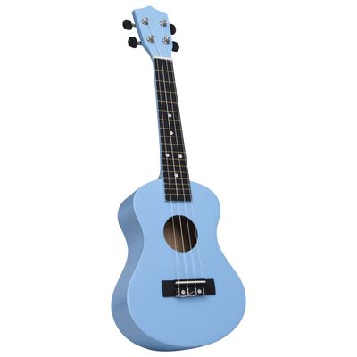 vidaXL Set ukulele Soprano pentru copii, cu husă, bleu, 23"