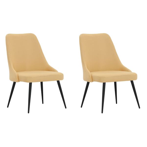 vidaXL Scaune de bucătărie, 2 buc., galben, material textil