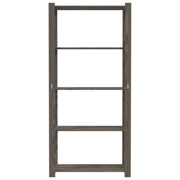 vidaXL Suport depozitare 5 niveluri gri, 80x38x170 cm, lemn masiv pin
