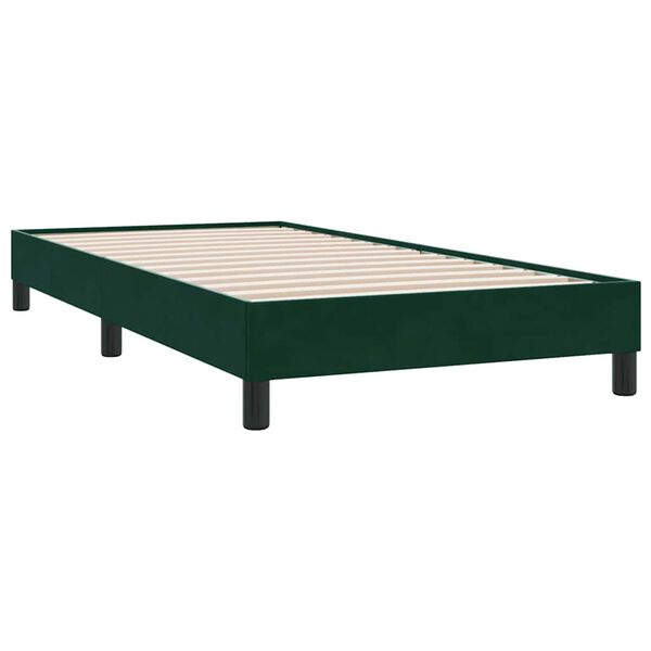 vidaXL Pat cu arcuri fără saltea verde &icirc;nchis 90x210 cm catifea