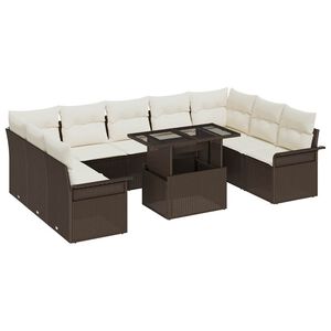 vidaXL Set de canapele pentru grădină 10 buc. Maro Poli Rattan