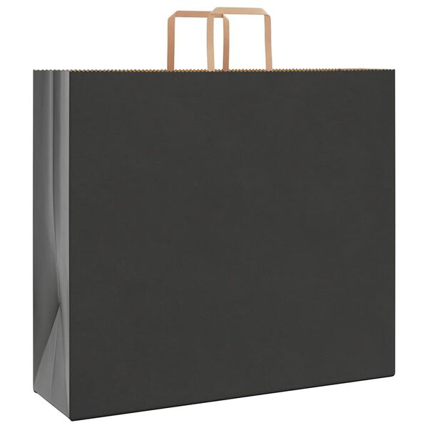 vidaXL Pungi de h&acirc;rtie 250 buc cu m&acirc;nere negre 54x15x49 cm