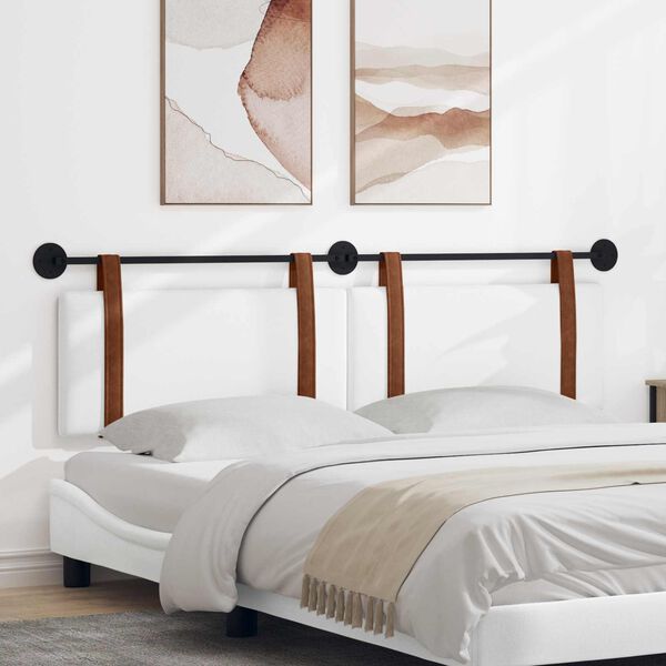 vidaXL Cap de pat suspendat Pe perete Alb 170 x 55 x 5 cm PU antic