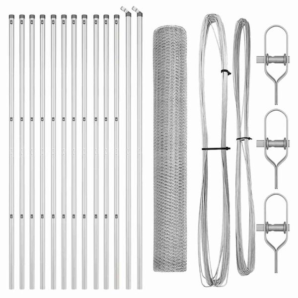 vidaXL St&acirc;lp de gard. Argintiu 25 x 1,4 m (plasă de 25 mm) Oțel