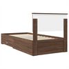 vidaXL Cadru de pat cu headboard Stejar marron și argintiu 75 x 190 cm