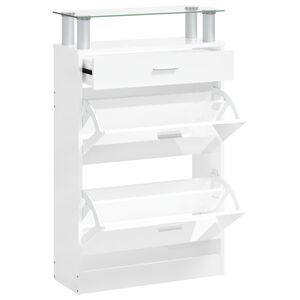 vidaXL Pantofar, alb extralucios, 63x24x104 cm, lemn prelucrat