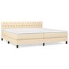 vidaXL Pat box spring cu saltea, crem, 200x200 cm, textil