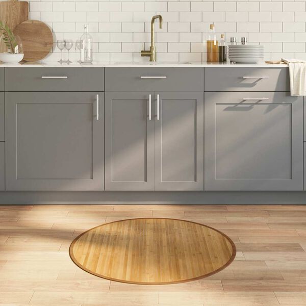 vidaXL Covor rotund, negru, 80 cm, bambus