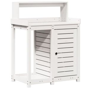 vidaXL Masă de plantare cu rafturi alb 82,5x50x109,5 cm lemn masiv pin