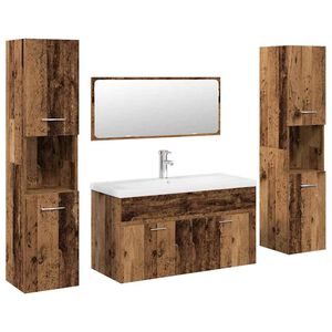 vidaXL Set mobilier de baie, 5 piese, lemn vechi, lemn prelucrat