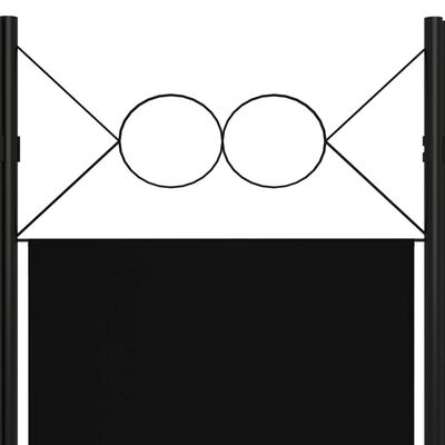 vidaXL Paravan de cameră cu 5 panouri, negru, 200 x 180 cm