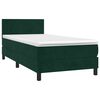 vidaXL Pat box spring cu saltea, verde &icirc;nchis, 100x200 cm, catifea