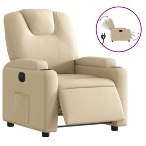 vidaXL Fotoliu rabatabil electric, crem, material textil