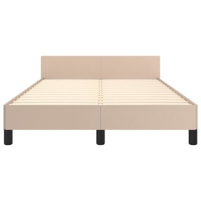 vidaXL Cadru de pat cu tăblie, cappuccino, 120x190 cm, piele ecologică