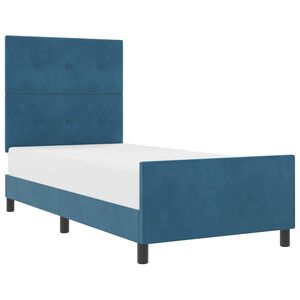 vidaXL Pat cu arcuri cu headboard Albastru &icirc;nchis 100 x 200 cm Catifea