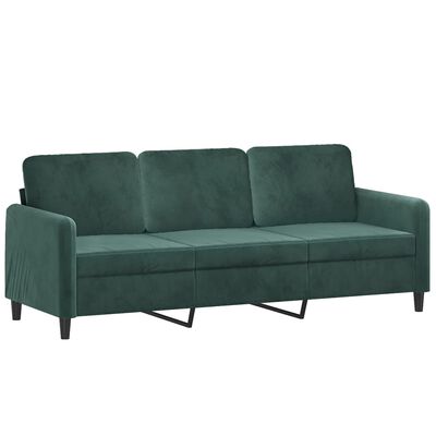 vidaXL Set de canapele, 3 piese, verde închis, catifea