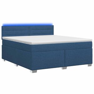 vidaXL Pat box spring cu saltea și LED albastru 140 x 200 cm Țesătură