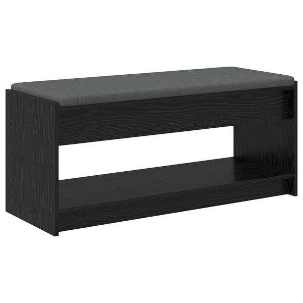 vidaXL Bancă pentru hol cu pernă cu raft Stejar Negru 103 x 38 x 45 cm