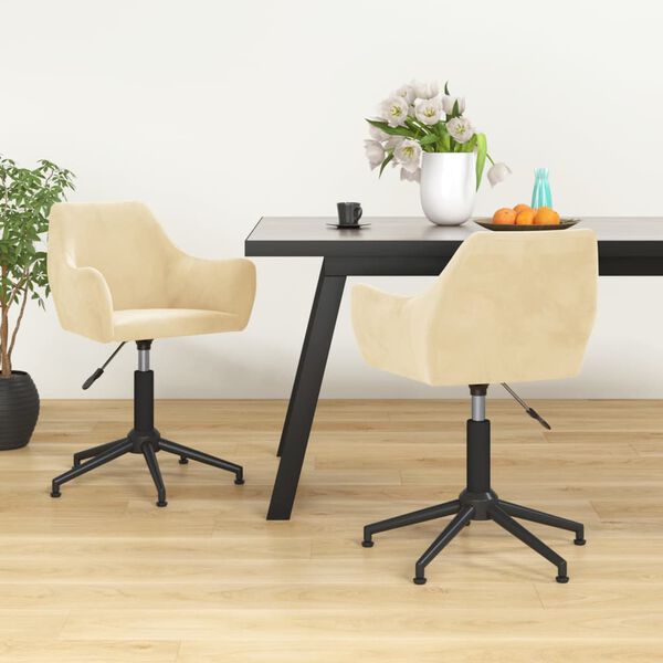 vidaXL Scaun de bucătărie pivotant, crem, catifea