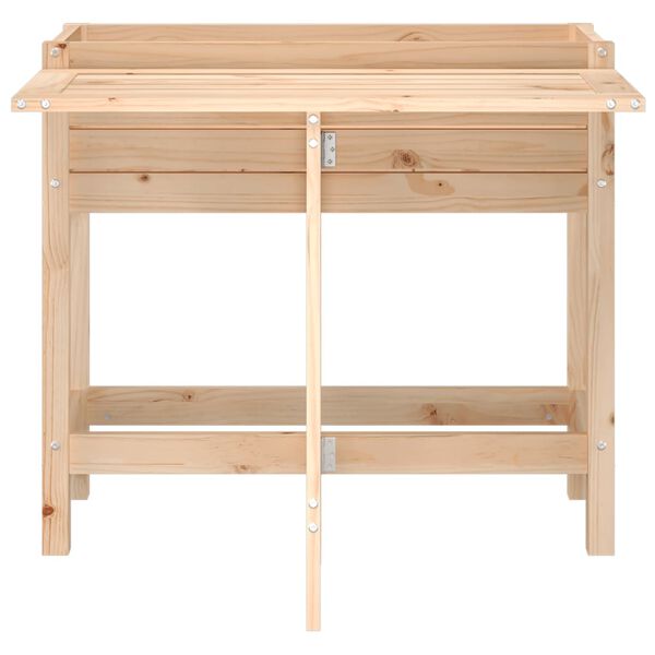 vidaXL Jardinieră de grădină cu blat pliabil, lemn masiv pin