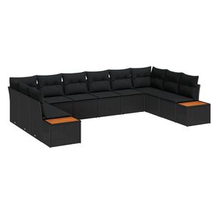 vidaXL Set de canapele pentru grădină 10 buc. 10-Număr de locuri Negru