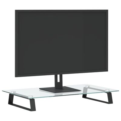 vidaXL Suport de monitor, negru, 60x35x8 cm, sticlă securizată/ metal