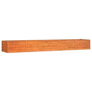 vidaXL Strat &icirc;nălțat de grădină, ruginiu, 400x80x45 cm, oțel corten