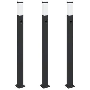 vidaXL St&acirc;lpi iluminatori cu senzor, 3 buc., 110 cm, negru, IP44