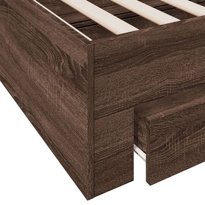vidaXL Cadru de pat cu sertare, stejar maro, 90x190 cm lemn prelucrat