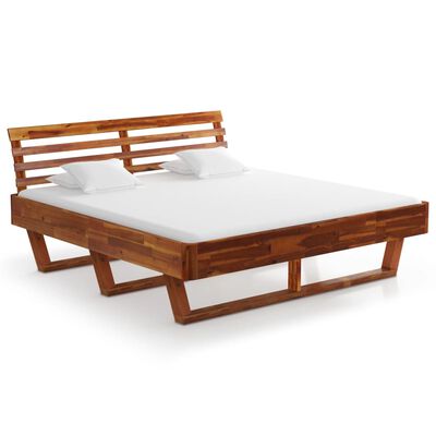 vidaXL Cadru de pat cu 2 noptiere, 180 x 200 cm, lemn masiv de acacia