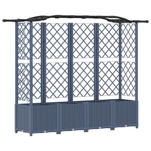 vidaXL Pat Ridicat cu Trellis și Acoperiș Gri 204 x 40 x 141 cm PP