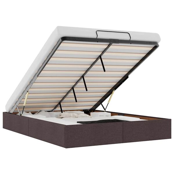 vidaXL Cadru pat otoman fără saltea țesătură maro &icirc;nchis 140x190 cm