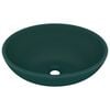 vidaXL Chiuvetă de lux, verde mat, 40 x 33 cm, ceramică, formă ovală