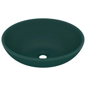 vidaXL Chiuvetă de lux, verde mat, 40 x 33 cm, ceramică, formă ovală