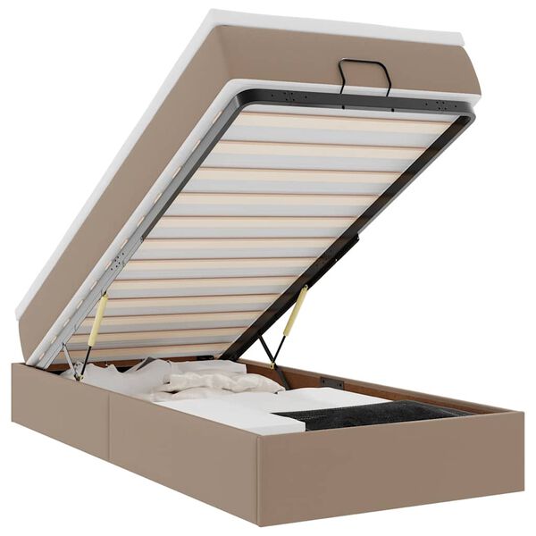 vidaXL Cadru de pat otoman cu saltea Cappucino piele artificială