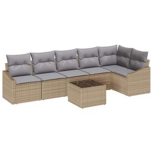 vidaXL Set de canapele pentru grădină 7 pcs Beige și gri deschis