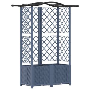 vidaXL Pat Ridicat cu Trellis și Acoperiș Gri 122 x 40 x 141 cm PP