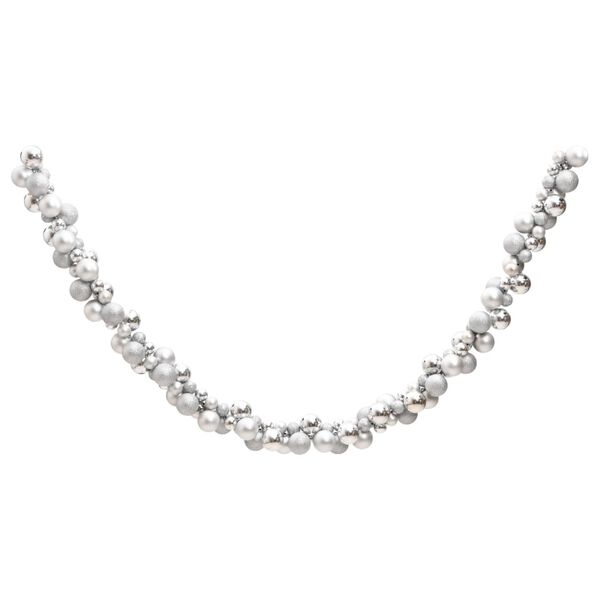 vidaXL Ghirlandă de Crăciun cu globuri, argintiu, 175 cm, polistiren