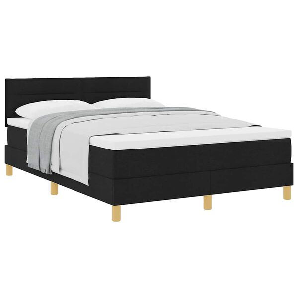 vidaXL Pat boxspring cu saltea cu saltea Negru 160 x 200 cm țesătură
