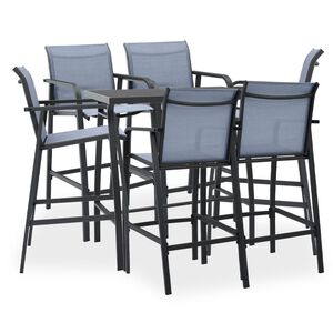vidaXL Set mobilier de bar pentru grădină, 7 piese, negru și gri