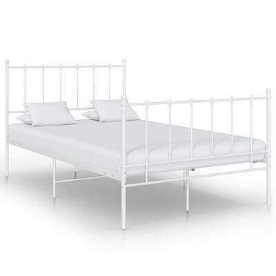 vidaXL Cadru de pat, alb, 120x200 cm, metal