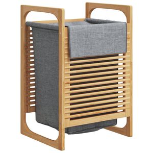 vidaXL Coș de rufe cu sac gri 32x30x36,5 cm, bambus