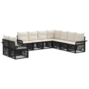 vidaXL Set de canapele pentru grădină 9 buc. Negru poliratan