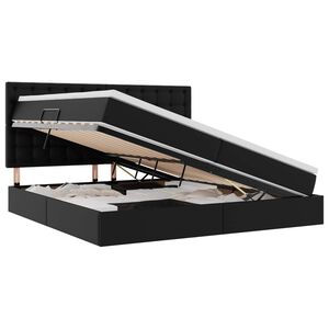 vidaXL Pat cu saltea și LED Negru 200 x 200 cm Piele artificială