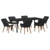 vidaXL Set de masă pentru grădină cu pernă 7 pcs Negru poliratan