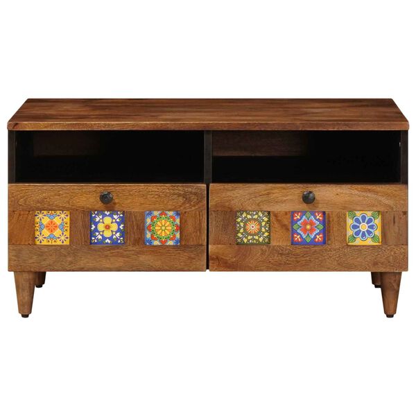 vidaXL Cabinet TV cu sertar castan 70 x 33 x 46 cm Lemn de mango solid